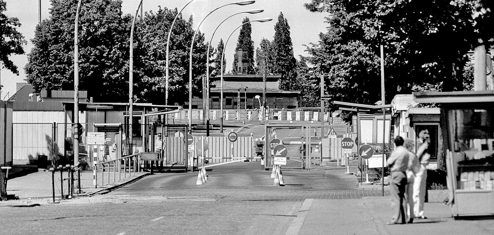 View of the Wall and border installations beside the Bösebrücke